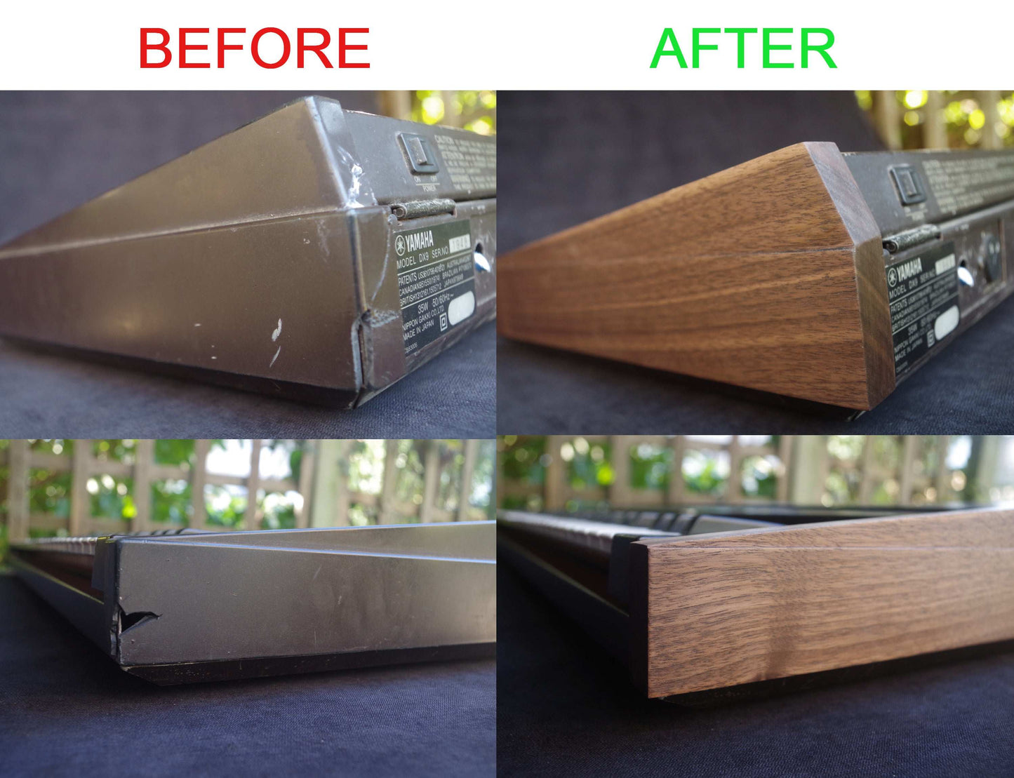 Wood ends for Yamaha DX7 DX9 synthesizer Side panels End caps